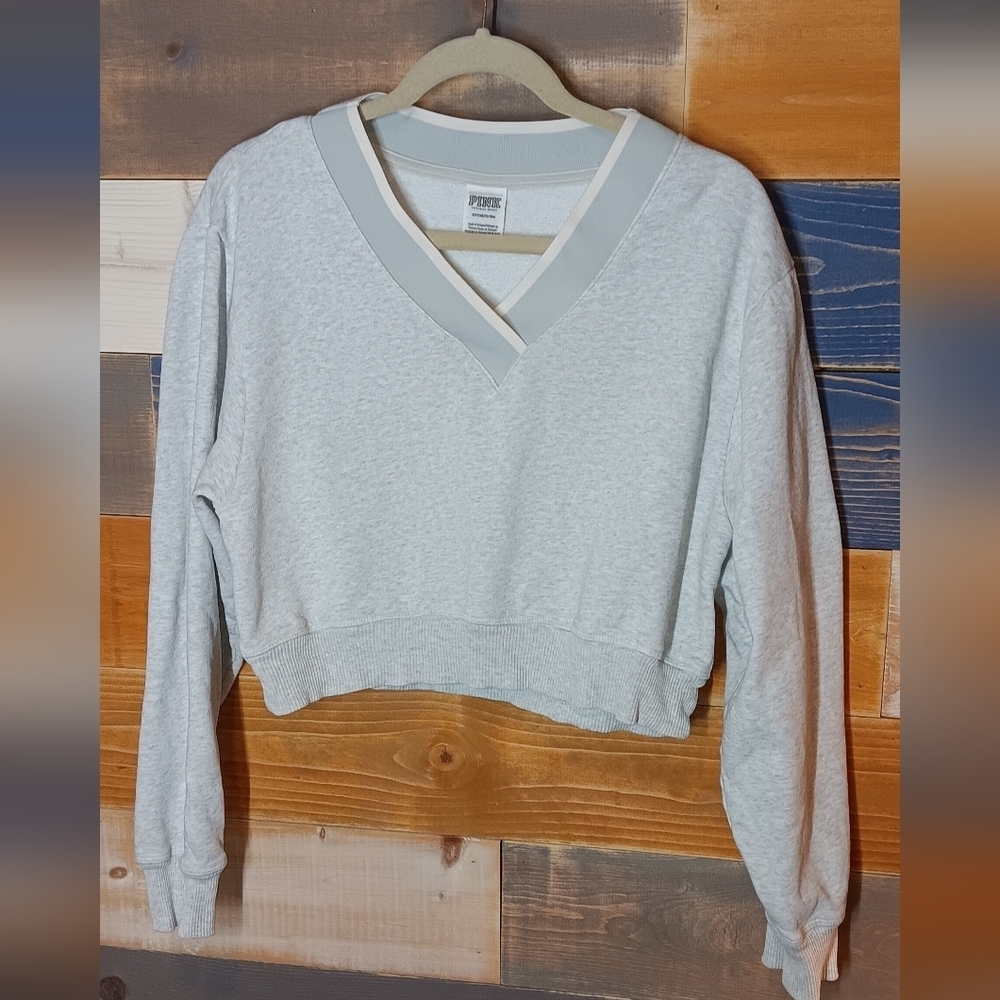 Pink Victoria's Secret Cropped Sweatshirt S Gray
